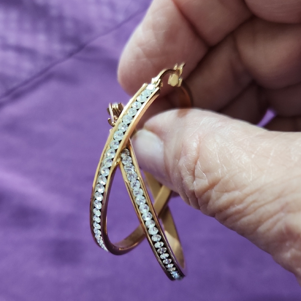 Gold and Silver Crystal Hoop Earrings